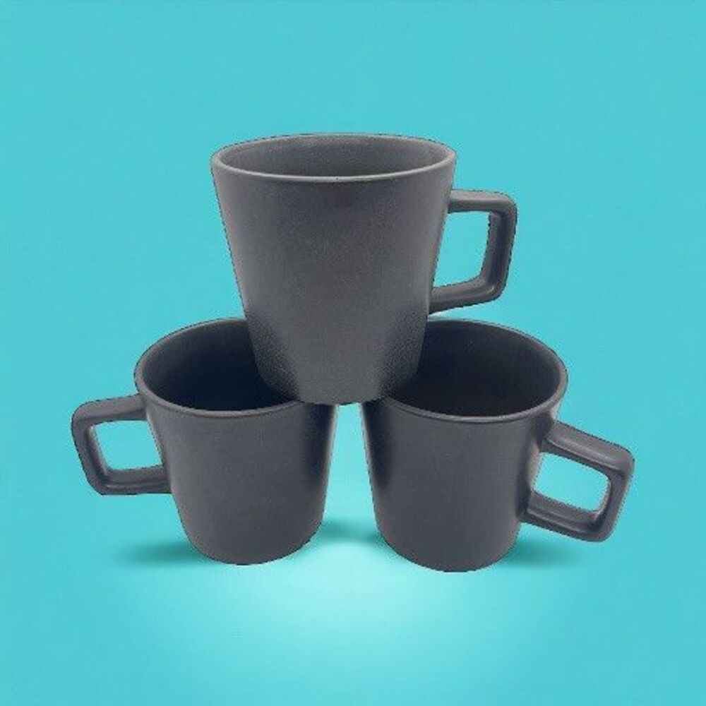 Stone Lain Matte Dark Brown Stoneware Mugs Set of 3